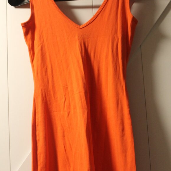VICTORIA SECRET TEE SHOP V NECK ORANGE MINI TANK DRESS S EUC - Picture 3 of 3